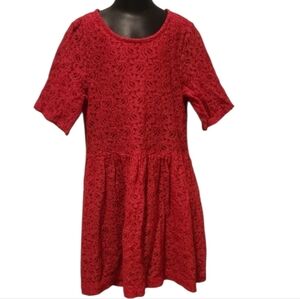 PEEK Aren't You Curious Red Lace Short Sleeves Dress Size 10